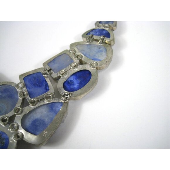 Druzy Quartz Sterling Silver 925 Statement Necklace Adjustable Chain Bib 23 inch - Picture 7 of 9